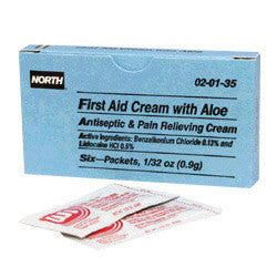 North 020135 By Honeywell 0.9 Gram Unit Dose Foil Pack First Aid Burn Cream With Aloe (10 Per Box) (1/BX)