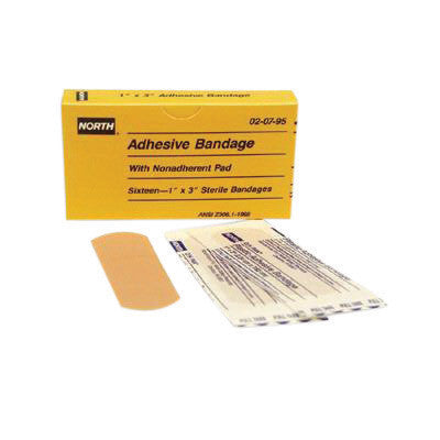 North 020795 By Honeywell 1" X 3" Latex-Free Plastic Strip Adhesive Bandage (16 Per Box) (1/BX)