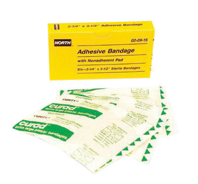 North 020915 By Honeywell 2" X 4" Latex-Free Plastic Strip Adhesive Bandage (6 Per Box) (1/BX)