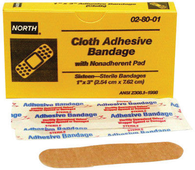 North 028001 By Honeywell 1" X 3" Latex-Free Woven Strip Adhesive Bandage (16 Per Box) (1/BX)