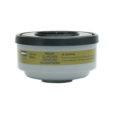 North 75SCL by Honeywell Organic Vapors/Chlorine/Hydrogen Chloride/Sulfur Dioxide/Hydrogen Sulfide (Escape)/Hydrogen Fluoride/Chlorine Dioxide/Ammonia/Methylamine/Formaldehyde APR (1/PK)