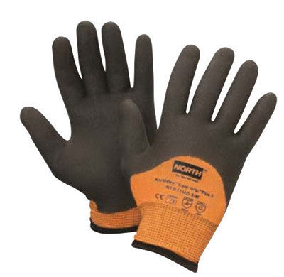 North NFD11HD/9L by Honeywell Size 9 Hi-Viz Orange And Black Grip Plus 5 15 gauge Heavy Weight Engineered Fiber Dipped Cut Resistant Gloves With Knitwrist And Thermal Lining (1/PR)