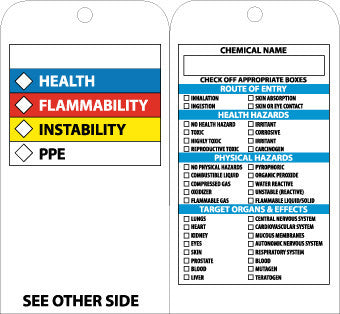 NMC OLPT24-RIGHT-TO-KNOW WARNING TAG, SELF LAMINATING BOTH SIDES, 6X3 , UNRIP VINYL (PAK OF 25)