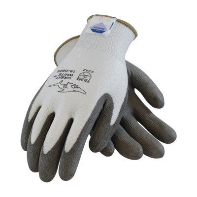 Protective Industrial Products 19-D622/XL X-Large GREAT WHITE 13 Gauge Medium Weight Cut Resistant Gray Polyurethane Palm And Fingertip Coated Work Gloves With White Seamless Liner And Continuous Knit Cuff (1/PR)