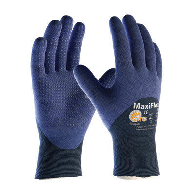 Protective Industrial Products 34-245/M Medium MaxiFlex Elite by ATG Ultra Light Weight Blue Micro-Foam Nitrile 3/4 Dipped Palm, Finger And Knuckle Coated Work Glove With Blue Seamless Nylon Knit Liner And Continuous Knitwrist (1/PR)