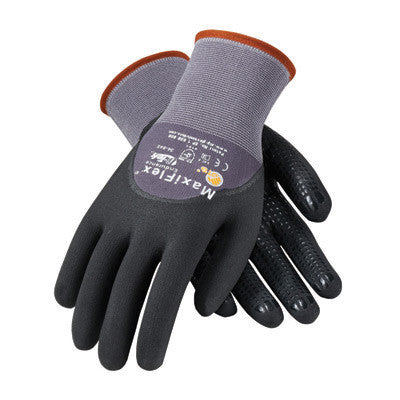 Protective Industrial Products 34-845/S 34-845/S Small MaxiFlex Endurance by ATG 15 Gauge Abrasion Resistant Black Micro-Foam Nitrile Palm And Fingertip Coated Work Gloves With Gray Seamless Knit Nylon Liner And Continuous Knit Wrist (1/PR)
