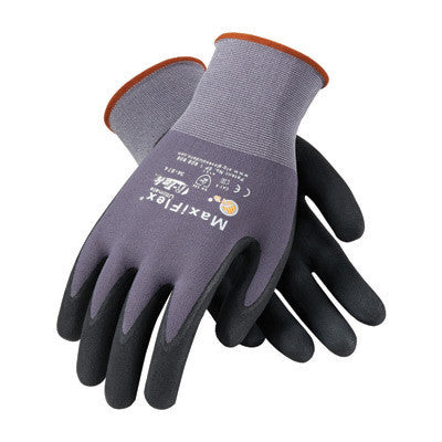 Protective Industrial Products 34-874/S Small MaxiFlex Ultimate by ATG 15 Gauge Abrasion Resistant Black Micro-Foam Nitrile Palm And Fingertip Coated Work Gloves With Gray Seamless Knit Nylon And Lycra Liner And Continuous Knit Wrist (1/PR)