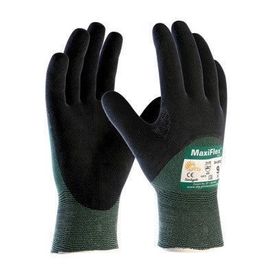 Protective Industrial Products 34-8753/L Large Green And Black MaxiFlex Cut By ATG Engineered Yarn Cut Resistant Gloves With Continuous Knitwrist And Reinforced Thumb Crotch (1/PR)