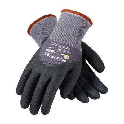 Protective Industrial Products 34-875/M Medium MaxiFlex Ultimate by ATG 15 Gauge Abrasion Resistant Black Micro-Foam Nitrile Palm, Finger And Knuckle Coated Work Gloves With Gray Seamless Knit Nylon And Lycra Liner And Continuous Knit Wrist (1/PR)