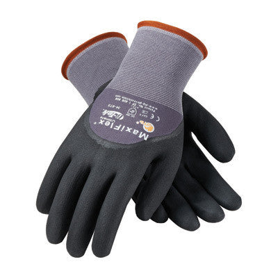 Protective Industrial Products 34-875/S Small MaxiFlex Ultimate by ATG 15 Gauge Abrasion Resistant Black Micro-Foam Nitrile Palm, Finger And Knuckle Coated Work Gloves With Gray Seamless Knit Nylon And Lycra Liner And Continuous Knit Wrist (1/PR)