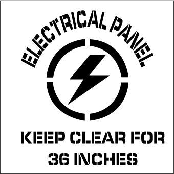NMC PMS226-STENCIL, ELECTRICAL PANEL KEEP CLEAR FOR 36 INCHES, GRAPHIC 24X24, .060 PLASTIC (1 EACH)