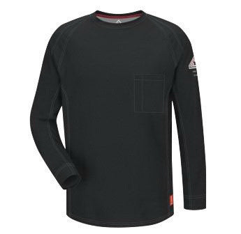 VF Imagewear Bullwar QT32BKRGXL iQ Series X-Large Regular Black 5.3 Ounce Lightweight 69% Cotton 25% Polyester 6% Polyoxadiazole Men's Flame Resistant Long Sleeve T-Shirt With Chest Pocket With Pencil Stall (1/EA)