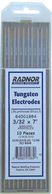 Radnor 64001964 3/32'' X 7'' Ground Finish Lanthana Tungsten Electrode (10 Per Package, 1 PACK)