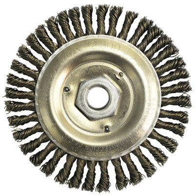 Radnor 97640 5'' X 5/8'' - 11 Carbon Steel Stringer Bead Twist Knot Wire Wheel Brush For Use On Bench/Pedestal, Die And Right Angle Grinders (1 PER CASE)