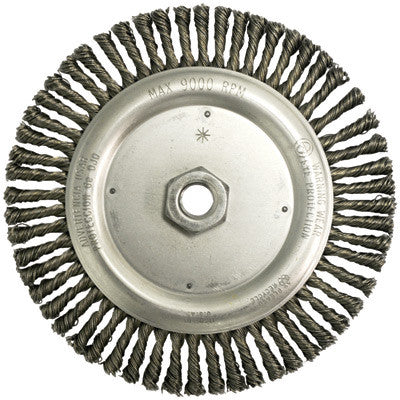 Radnor 64000334 6 7/8'' X 5/8'' - 11 Carbon Steel Stringer Bead Twist Knot Wire Wheel Brush For Use On Bench/Pedestal, Die And Right Angle Grinders (1 PER CASE)