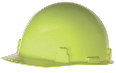 Radnor 64051026 Hi-Viz Yellow SmoothDome Class E Type I Polyethylene Slotted Hard Cap With Ratchet Suspension (1/EA)