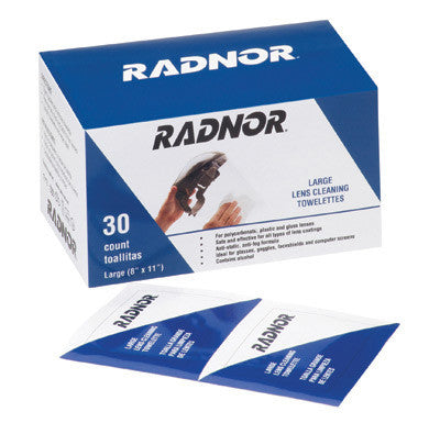 Radnor 64051460 8" X 11" Pre-Moistened Lens Cleaning Towelettes (Individually Package) (30 Per Box) (1/BX)