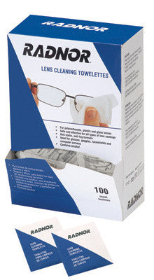 Radnor 64051461 5" X 8" Pre-Moistened Lens Cleaning Towelettes (Individually Packaged) (100 Per Dispenser Box) (1/BX)