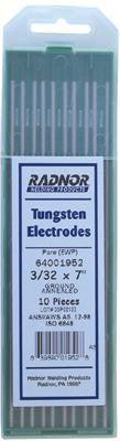 Radnor 64001952 3/32'' X 7'' Ground Finish Pure Tungsten Electrode (10 Per Package, 1 PACK)