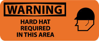 NMC SA174R-WARNING, HARD HAT REQUIRED IN THIS AREA (W/GRAPHIC), 7X17, RIGID PLASTIC (1 EACH)