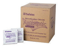 Swift 155201S First Aid 5" X 8" Foil Pack Safetec Unscented BZK Antiseptic Wipes (1000 Per Case) (100/EA)
