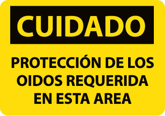 NMC SPC73PB-CUIDADO, PROTECCION DE LOS OIDOS REQUERIDA EN ESTA AREA, 10X14, PS VINYL (1 EACH)