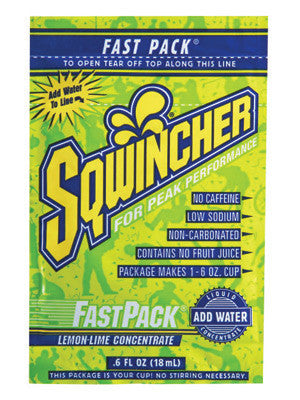 Sqwincher 015308-LL Fast Pack .6 Ounce Liquid Concentrate Packet Lemon Lime Electrolyte Drink - Yields 6 Ounces (50 Single Serving Packets Per Box) (1/BX)