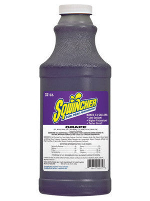 Sqwincher 020222-GR 32 Ounce Liquid Concentrate Bottle Grape Electrolyte Drink - Yields 2.5 Gallons (12/EA)