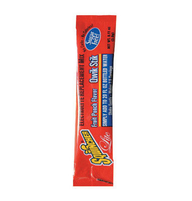 Sqwincher 060102-FP Qwik Stick .11 Ounce Powder Concentrate Sticks Fruit Punch Lite Electrolyte Drink - Yields 20 Ounces (1/PK)