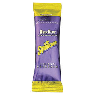 Sqwincher 060904-GR Qwik Serv 1.26 Ounce Powder Concentrate Packet Grape Electrolyte Drink - Yields 16.9 Ounces (8 Packets Per Box) (1/PK)