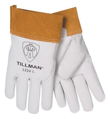 Tillman 1328XL X-Large Pearl Top Grain Goatskin Standard Grade TIG Welders Gloves With Wing Thumb, 4" Cuff, Seamless Forefinger And Kevlar Lock Stitching (1/PR)