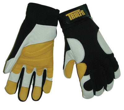Tillman 1490M Medium Black, Gold And Pearl TrueFit Full Finger Top Grain Goatskin Super Premium Mechanics Gloves With Elastic Cuff, Nylon Spandex Back, Goatskin Double Palm And Thumb, Reinforced Fingertips And Additional Padding (1/PR)