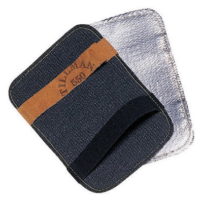 Tillman 550 5 1/2" X 7 1/2" Silver And Black Aluminized Carbon Kevlar Heat Resistant Backhand Pad With Vermiculite Coated Fiberglass Coated (1/EA)