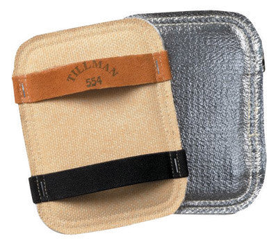 Tillman 554 5 1/2" X 7 1/2" Silver And Yellow Aluminized Carbon Kevlar Ceramic Wool Goldengard Heat Resistant Backhand Pad (1/EA)
