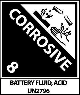 NMC UN2796AL-DOT SHIPPING LABELS, CORROSIVE 8 BATTERY FLUID, ACID, UN2796, 4X4 3/4, PS PAPER (1 ROLL)
