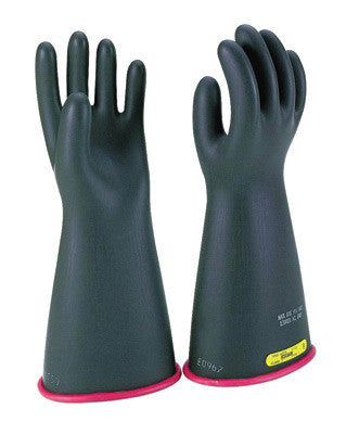 SALISBURY E214RB/8 By Honeywell Size 8 Black And Red 14" Type I Natural Rubber Class 2 High Voltage Electrical Insulating Linesmen's Gloves With Straight Cuff (1/PR)