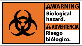 NMC WBA1R-WARNING, BIOLOGICAL HAZARD/ (BILINGUAL W/GRAPHIC), 10X18, RIGID PLASTIC (1 EACH)