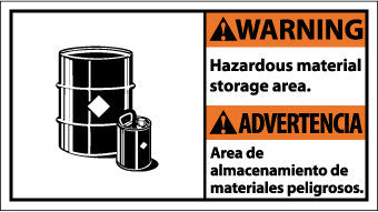 NMC WBA3R-WARNING, HAZARDOUS MATERIAL (BILINGUAL W/GRAPHIC), 10X18, RIGID PLASTIC (1 EACH)