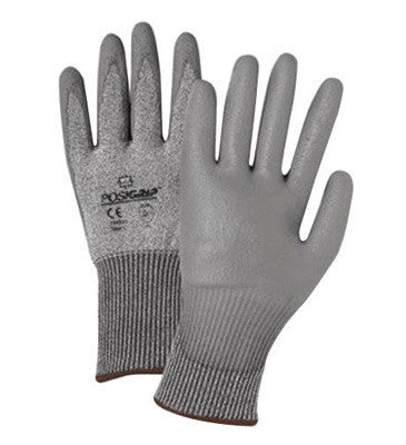West Chester 730TGU/XL X-Large Gray PosiGrip Seamless Knit 13 ga Light Weight Cut Resistant Gloves With Elastic Cuff, Taeki 5 Lined And Polyurethane Coating (1/PR)