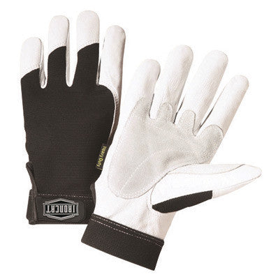 West Chester 86552/2XL 2X Black And White Ironcat Full Finger Split Kevlar And Goatskin Heavy Duty Mechanics Gloves With Hook And Loop Wrist And Spandex Back (1/PR)