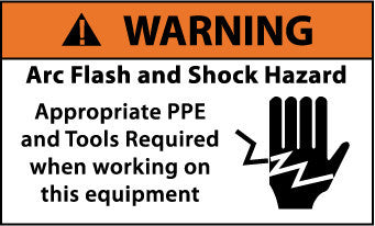 NMC WGA35AP-WARNING, ARC FLASH AND SHOCK HAZARD APPROPRIATE PPE AND TOOLS REQUIRED WHEN WORKING ON THIS EQUIPMENT, (GRAPHIC), 3X5, PS VINYL (PAK OF 5)