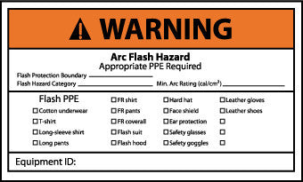 NMC WGA36AP-WARNING, ARC FLASH HAZARD APPROPRIATE PPE REQUIRED, 3X5, PS VINYL (PAK OF 5)