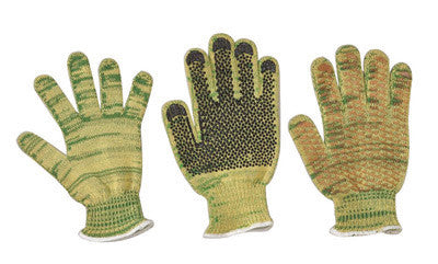 Wells Lamont 1881M Medium Green And Yellow Whizard Metalguard Dotted Style Gunn Cut 7 gauge Heavy Weight Kevlar And Stainless Steel Ambidextrous Cut Resistant Gloves With Knit Wrist, Dyneema Lined, PVC Dots Coating, Polyester Blend (1/PR)