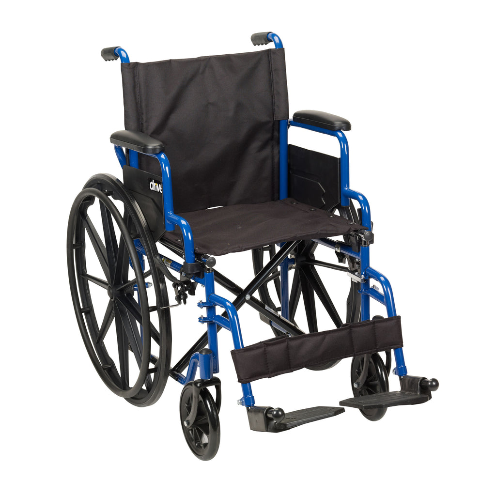車椅子　Drive Medical BLS16FBD-ELR Drive Medical 16 in. Blue Streak Wheelchair with Flip Back