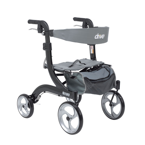 Drive Medical rtl10266bk-h Nitro Euro Style Walker Rollator, Hemi Height, Black (1/EA)
