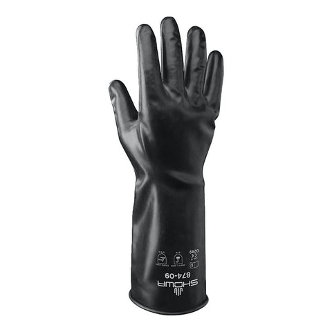 SHOWA 874-07 Size 7 Black 14 mil Butyl Chemical Resistant Gloves 1/PR