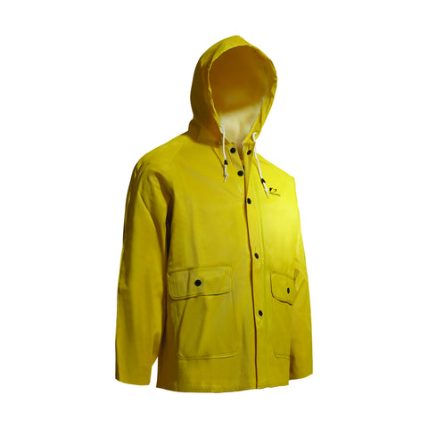 Onguard Industries 76034-XL X-Large Yellow Webtex .6500 mm PVC And Non-Woven Polyester Rain Jacket With Storm Flap Front Zipper Closure And Attached Hood