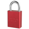 Anodized Solid Aluminum Safety Padlock, 1/4 in Dia, 1 in L X 3/4 in W, Red