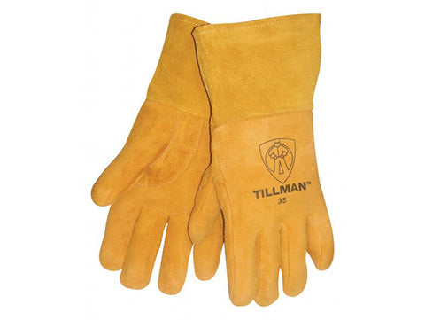 Tillman X-Large Gold Reverse Grain Deerskin Unlined Palm, Cotton And Foam Lined Back Lined MIG Welders Gloves 1/PR