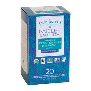 Two Leaves Tea Company  P004-20  Paisley Organic English Breakfast Decaf (SET OF 120 PER CASE)